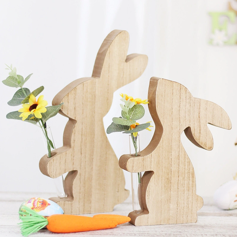 Wooden Bunny Decoration Desk Easter for Home and Party